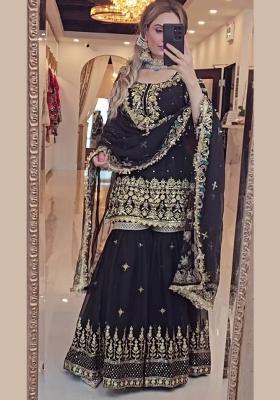 Black Embroidery Georgette Salwar Suit Set
