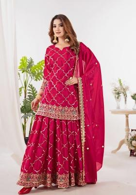 Red Embroidery Silk Salwar Suit Set