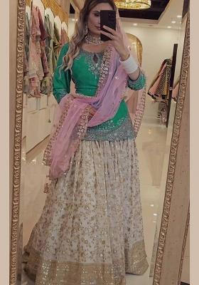 Multicolor Embroidery Silk Blend Salwar Suit Set