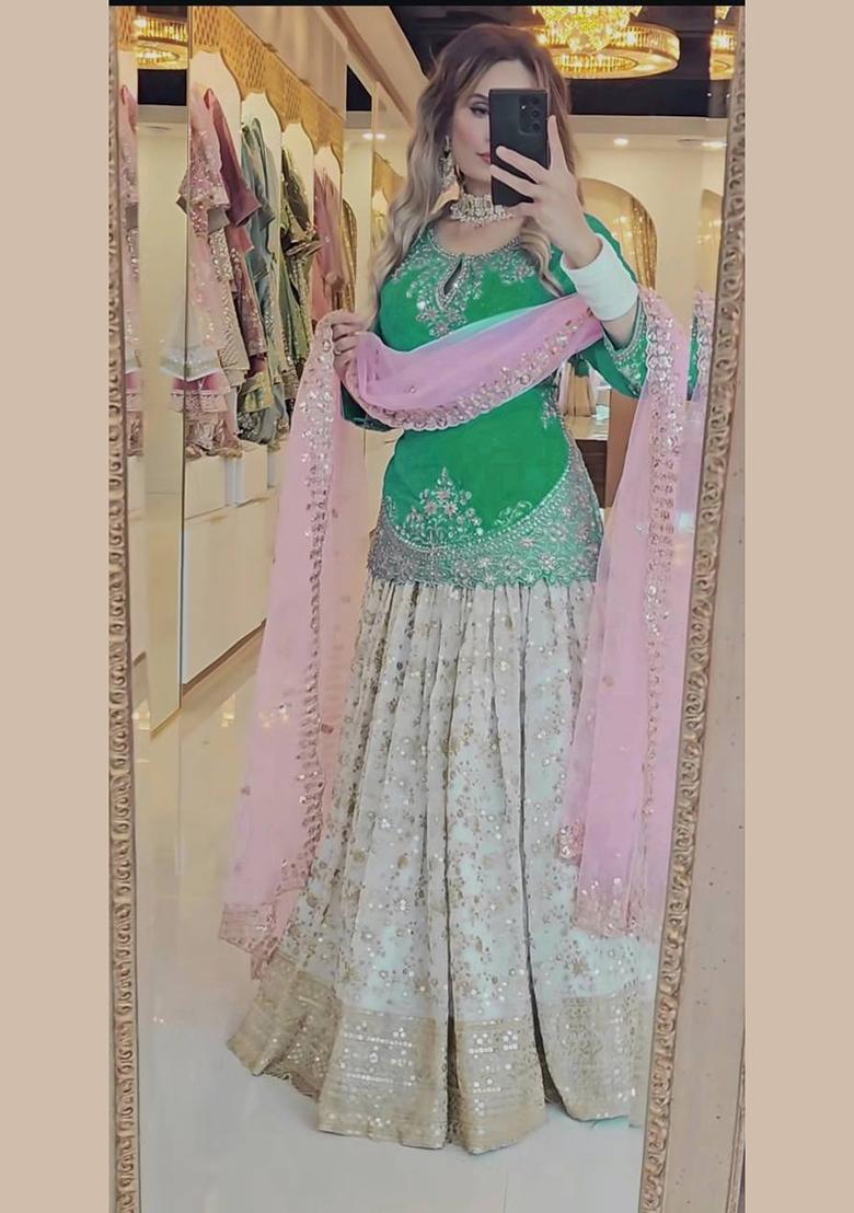 Multicolor Embroidery Silk Salwar Suit Set - Indya