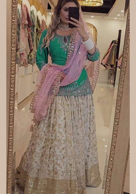 Multicolor Embroidery Silk Blend Salwar Suit Set