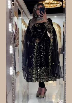 Black Embroidery Georgette Salwar Suit Set