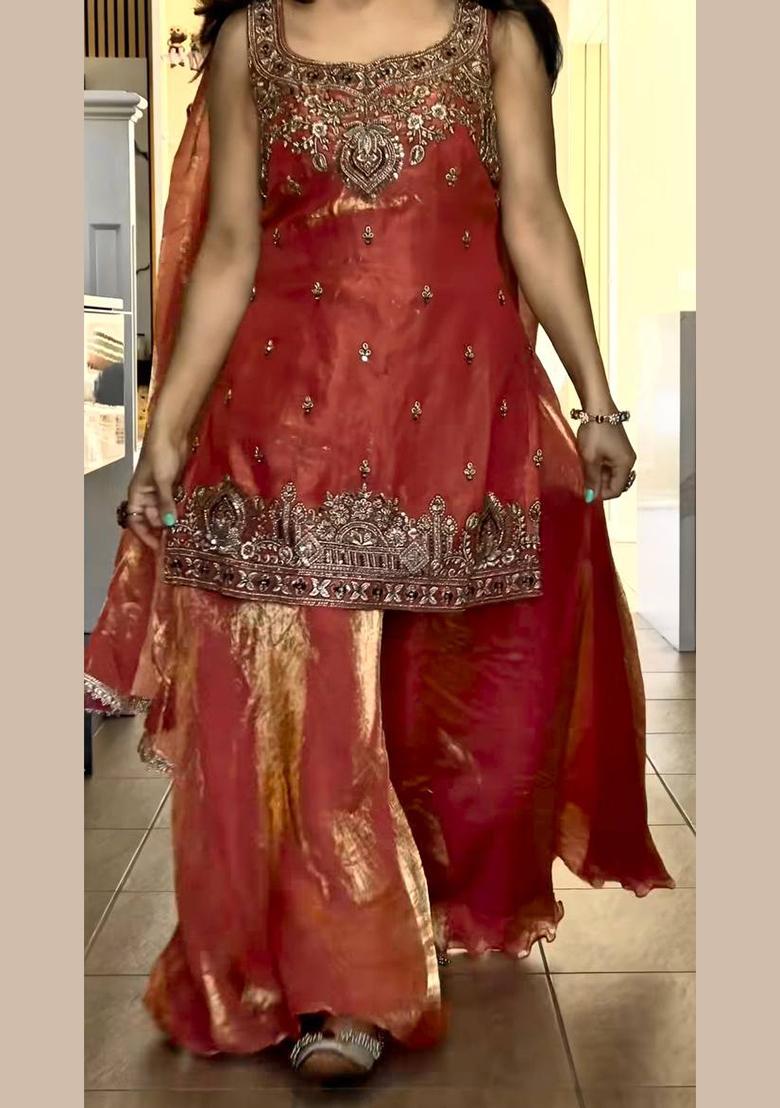 Pink Embroidery Silk Salwar Suit Set - Indya