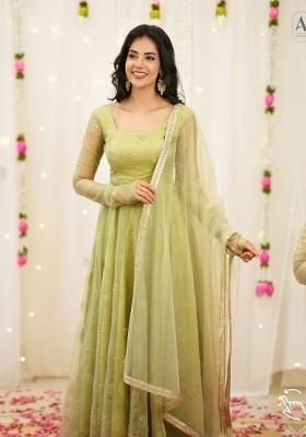 Light Green Embroidery Orgenza Salwar Suit Set