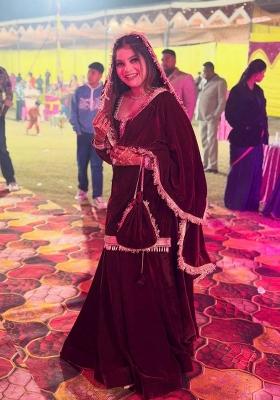 Maroon Embroidery Faux Blooming Salwar Suit Set