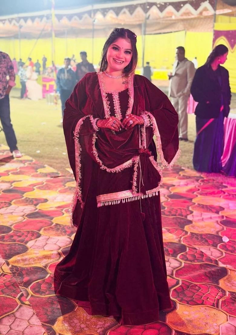 Maroon Embroidery Faux Blooming Salwar Suit Set - Indya