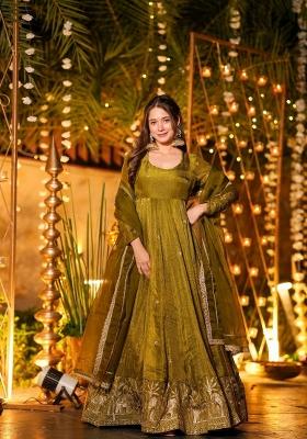 Mehendi Embroidery Silk Sharara Set