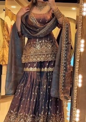 Mehendi Embroidery Silk Sharara Set
