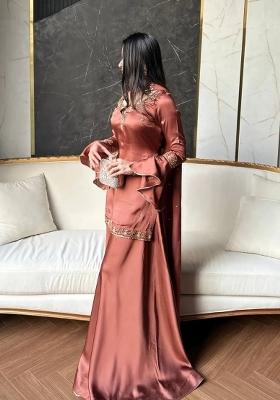 Dark Orange Embroidery Silk Sharara Set