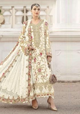 White Embroidery Chiffon Kurta Set