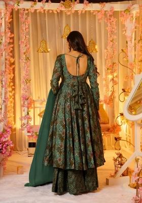 Multicolor Printed Muslin Anarkali Set