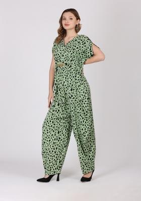 Pastel Green Printed Crepe Jump Suit