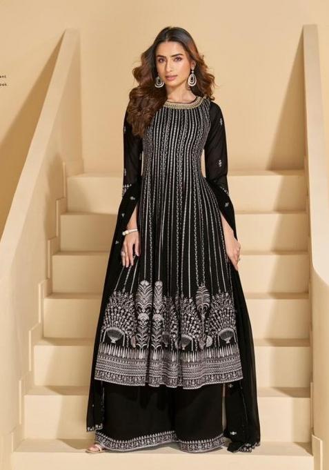 Black Sequins Georgette Salwar Suit Set