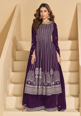Violet Sequins Georgette Salwar Suit Set