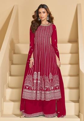 Dark Pink Sequins Georgette Salwar Suit Set