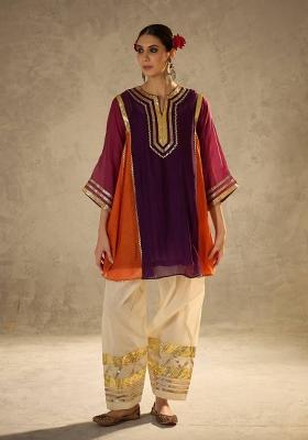 Purple Gota Patti Chinon Co-Ord Set