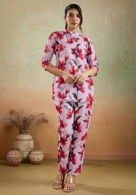 Light Pink Printed Cotton Kurta Set