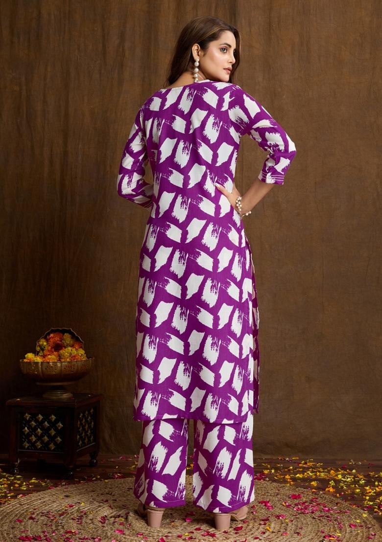 Rama Printed Cotton Kurta Set - Indya