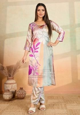 Multicolor Printed Rayon Kurta Set