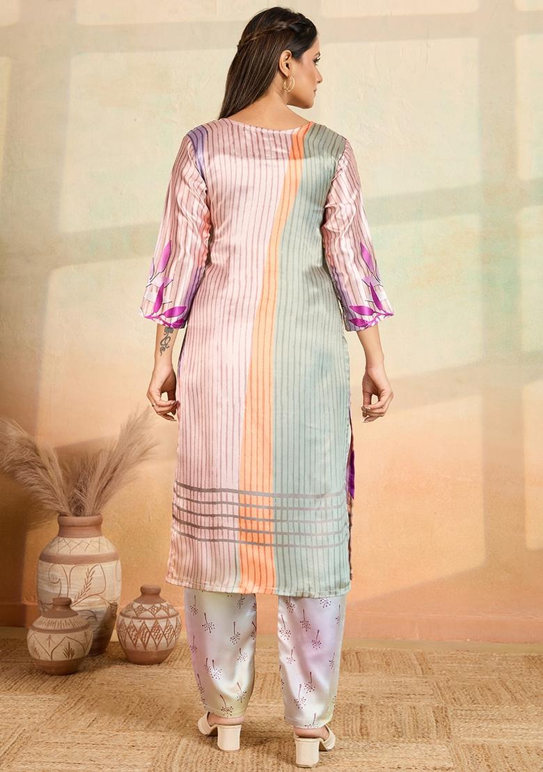 Multicolor Printed Rayon Kurta Set - Indya