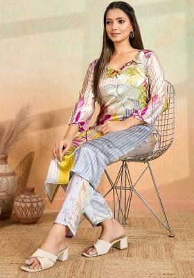 Multicolor Printed Rayon Kurta Set