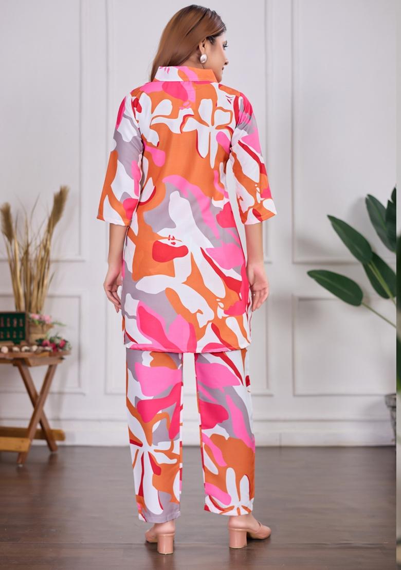 Multicolor Printed Rayon Kurta Set - Indya