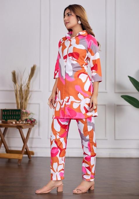 Multicolor Printed Rayon Kurta Set