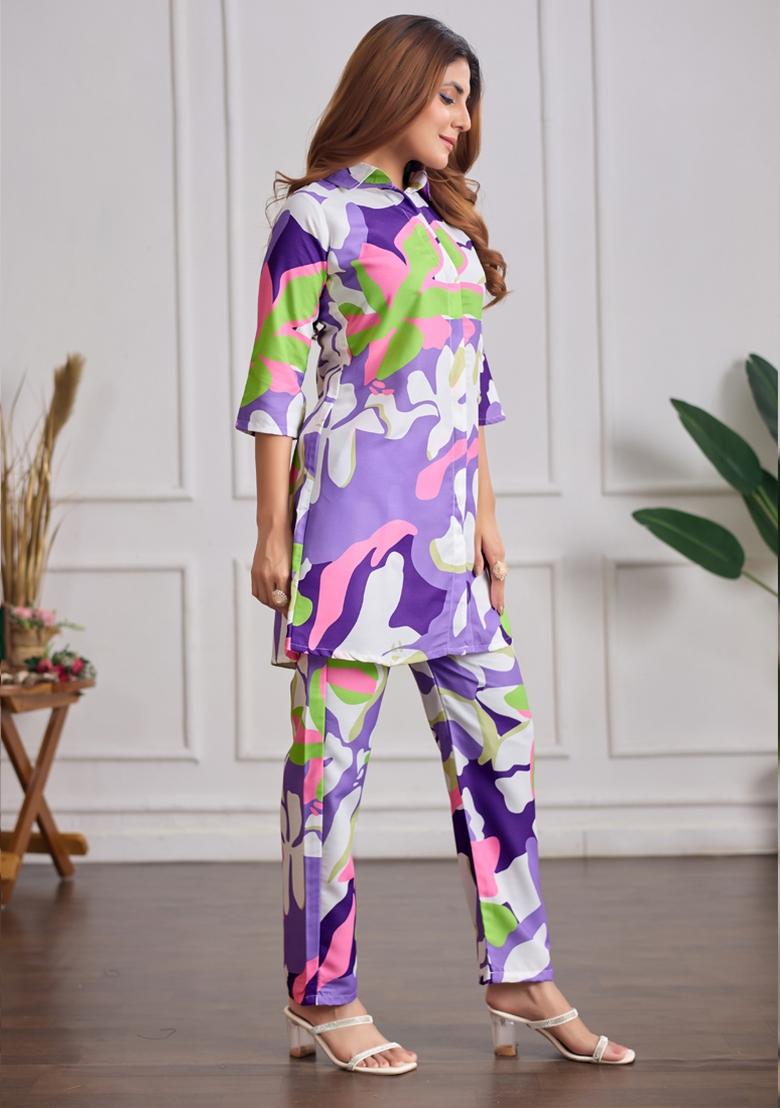 Multicolor Printed Rayon Kurta Set - Indya