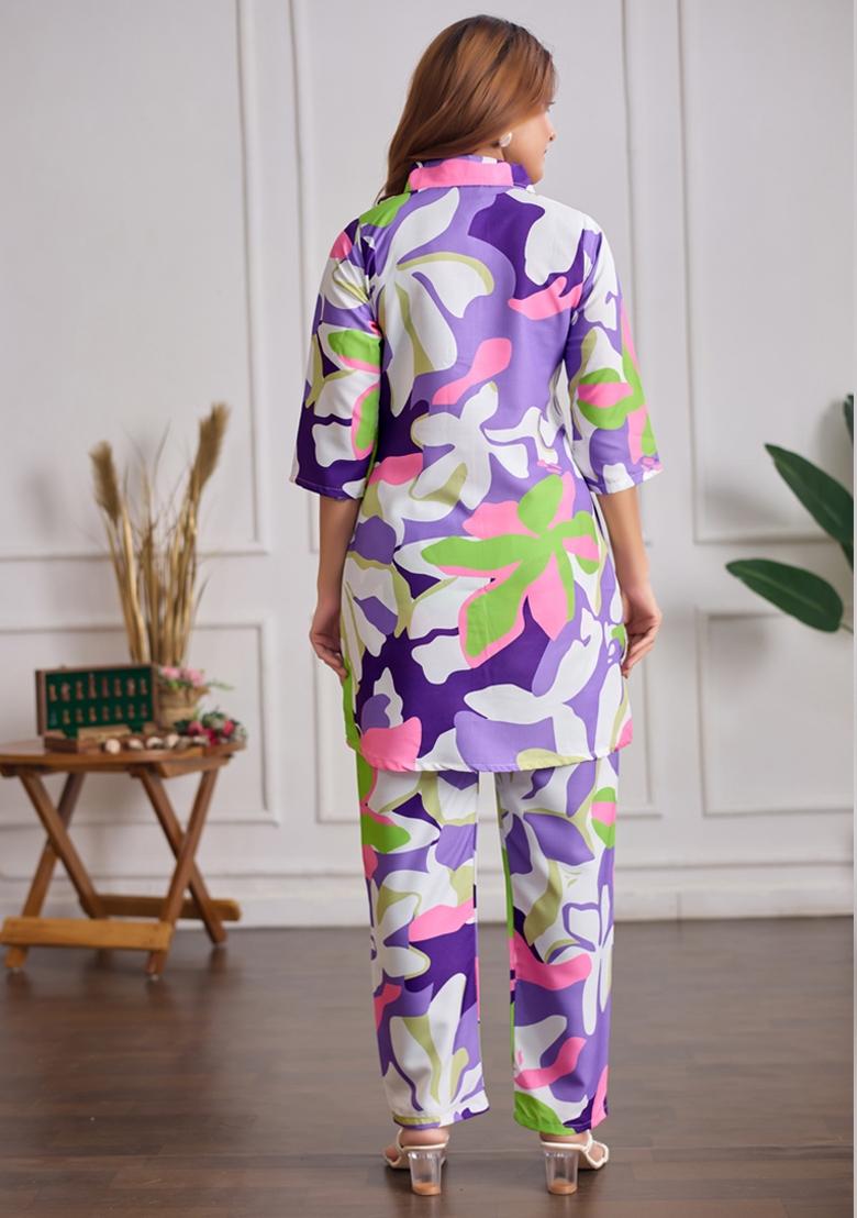 Multicolor Printed Rayon Kurta Set - Indya