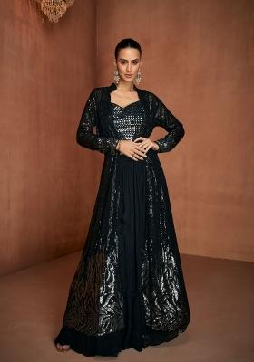 Black Embroidery Georgette Kurta Set