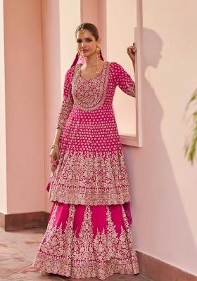 Pink Embroidery Georgette Kurta Set