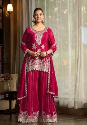 Pink Embroidery Chiffon Kurta Set