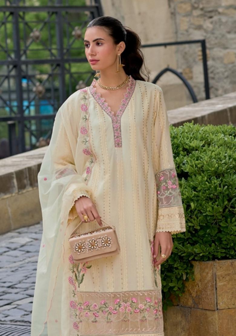 Black Embroidery Cotton Salwar Kameez - Indya