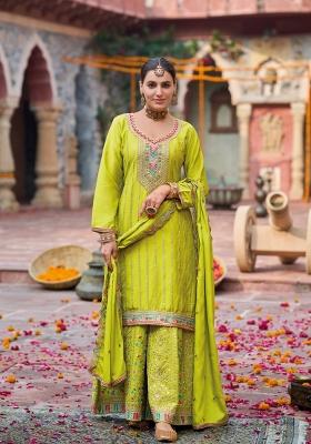 Light Brown Embroidery Chinon Salwar Kameez