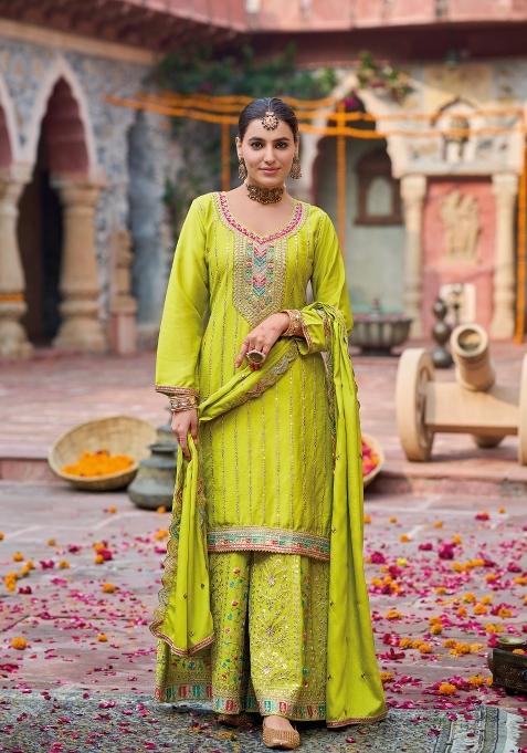 Light Brown Embroidery Chinon Salwar Kameez