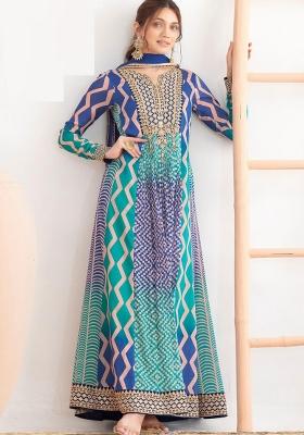 Pink Embroidery Chinon Salwar Kameez