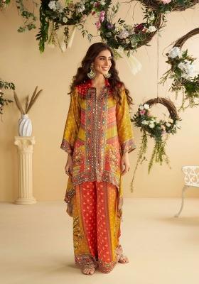 Purple Embroidery Silk Kurta Set