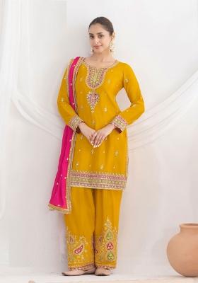 Blue Embroidery Chinon Salwar Kameez