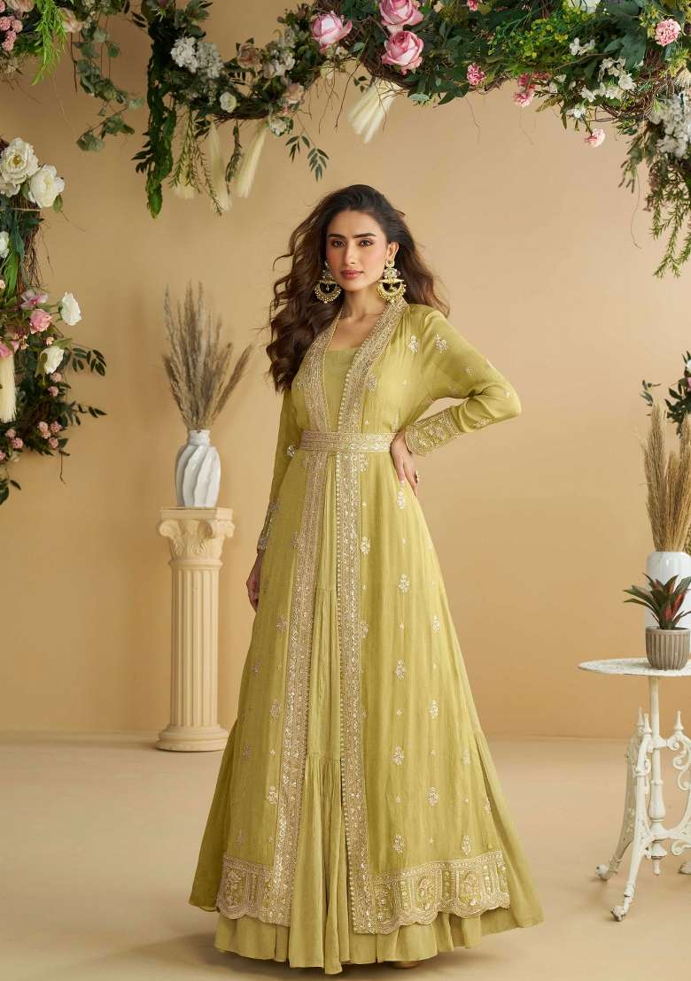 Lilac Embroidery Silk Blend Salwar Kameez - Indya