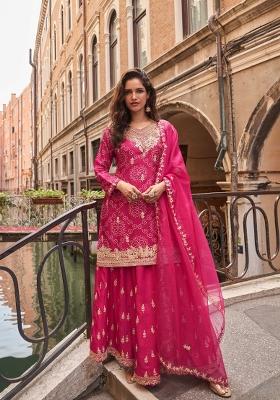 Blue Embroidery Silk Salwar Kameez