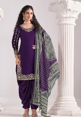 Lavender Embroidery Silk Salwar Kameez