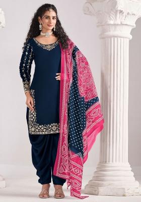 Yellow Embroidery Silk Blend Salwar Kameez