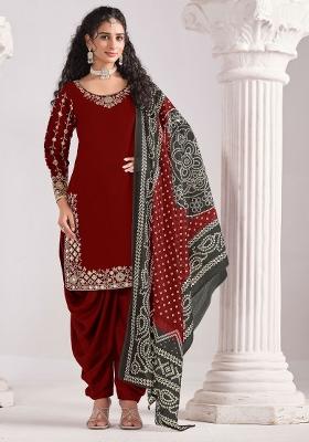 Navy Blue Embroidery Silk Salwar Kameez