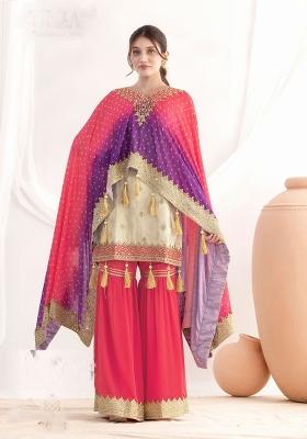 Rani Pink Embroidery Viscose Salwar Kameez