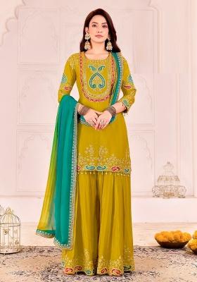 Purple Embroidery Chinon Salwar Kameez