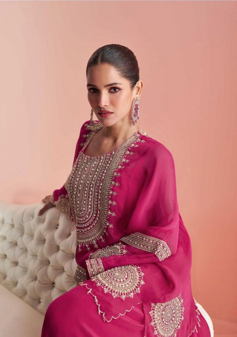 Pastle Teal Embroidery Silk Salwar Kameez - Indya