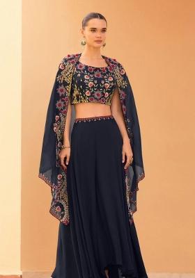 Rust Embroidery Chinon Salwar Kameez