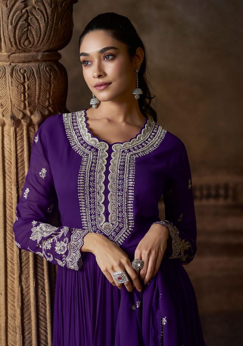 Sea Green Embroidery Georgette Salwar Kameez - Indya