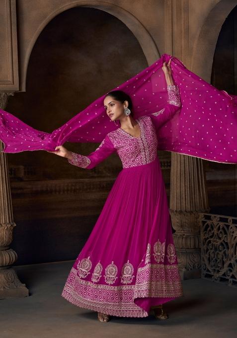 Pink Embroidery Georgette Salwar Kameez