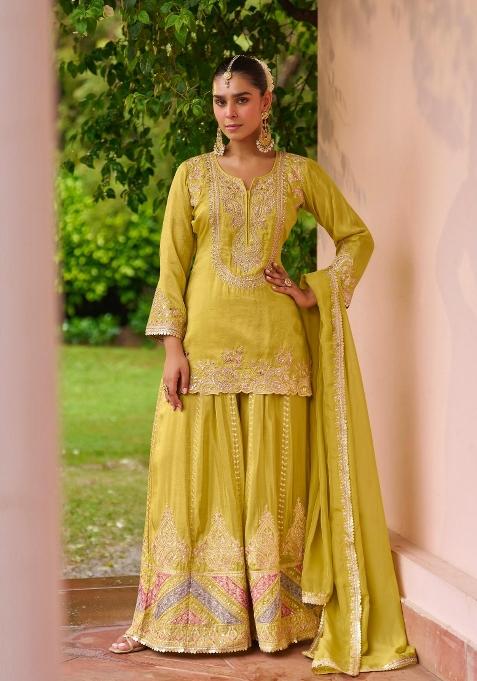 Wine Embroidery Chinon Salwar Kameez